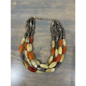 Chico's Chunky Beaded Necklace Multi Strand Boho